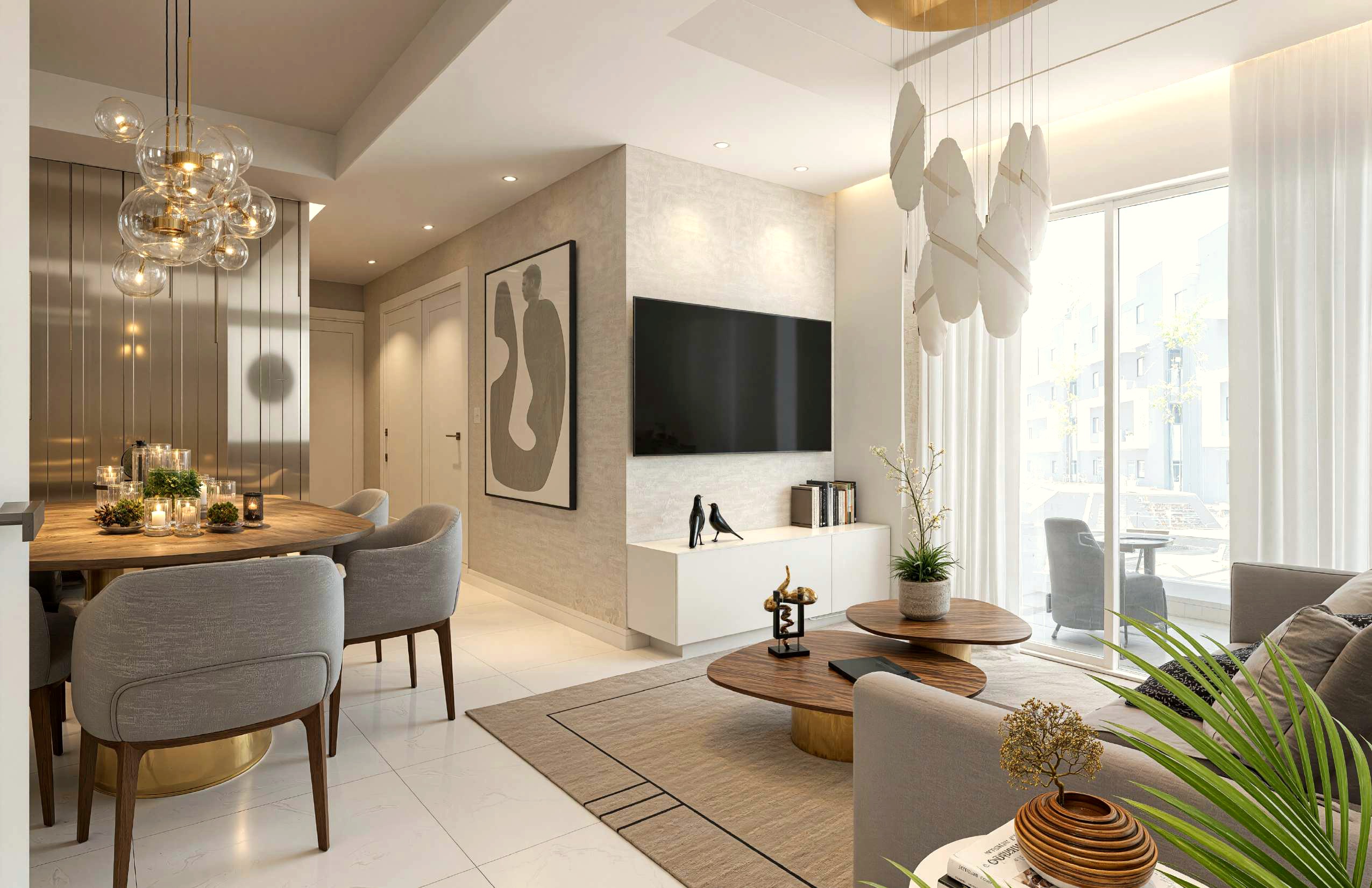 Interior de apartamento: sala y comedor.